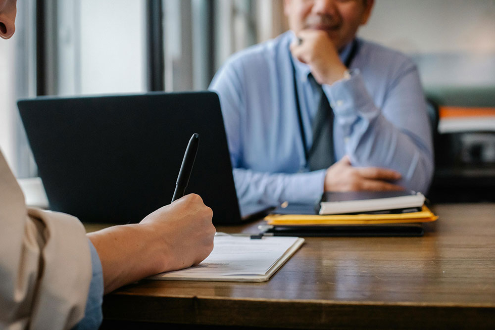 A person going on an interview